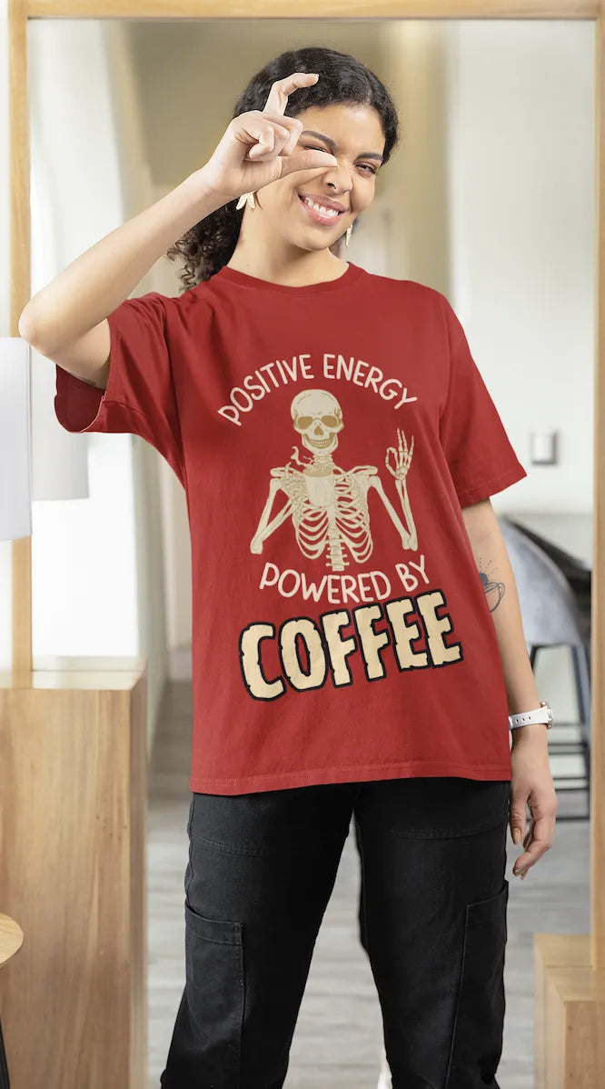 "Positive Energy Powered By Coffee" | Women’s Coffee Lovers T-shirt