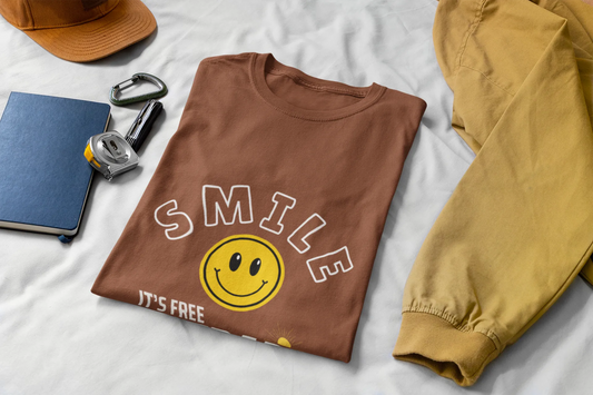 "Smile - It's Free Therapy" | Men’s Motivational T-shirt