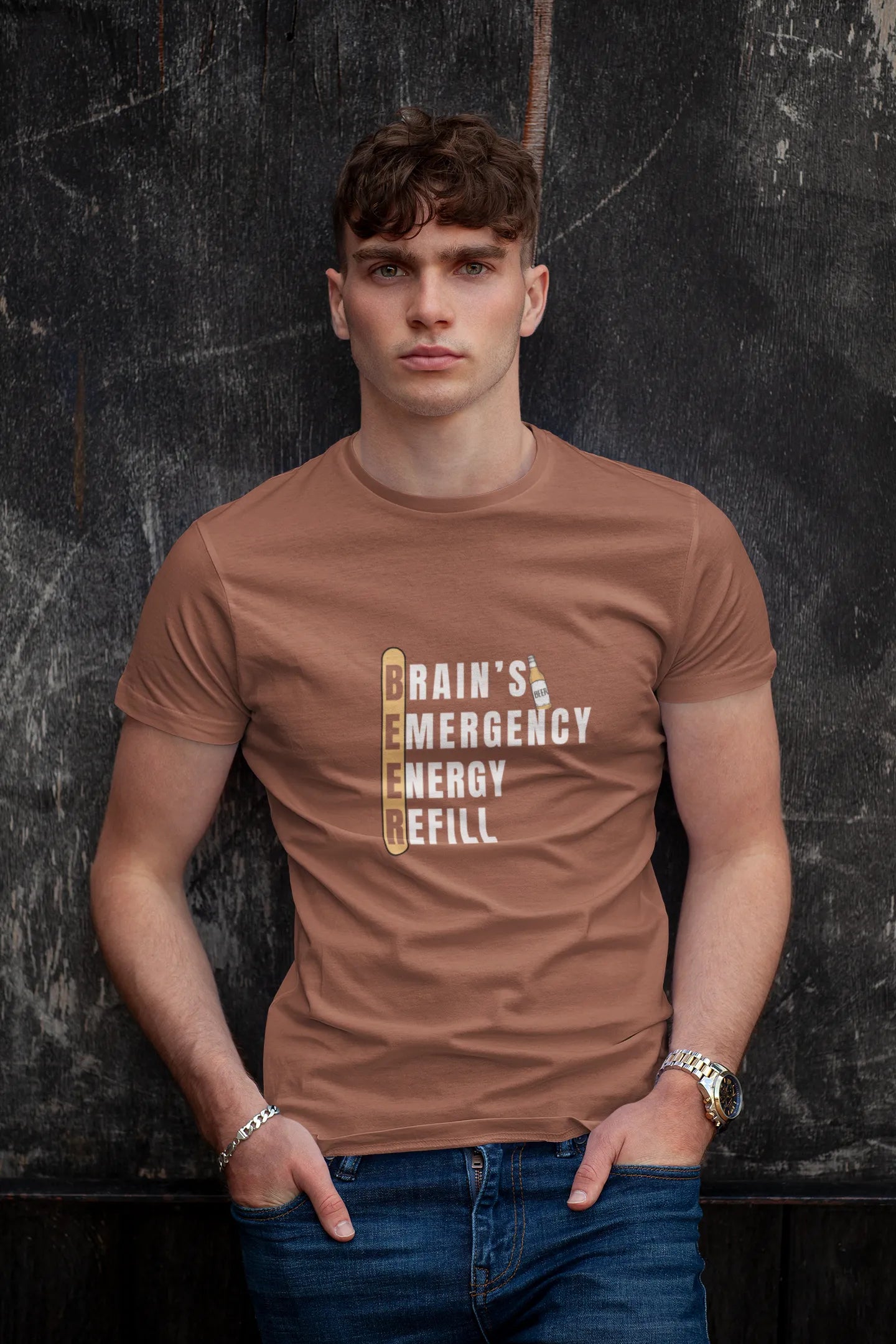 "Brain Emergency_Energy Refill" | Men 's T-Shirt for Beer Lovers
