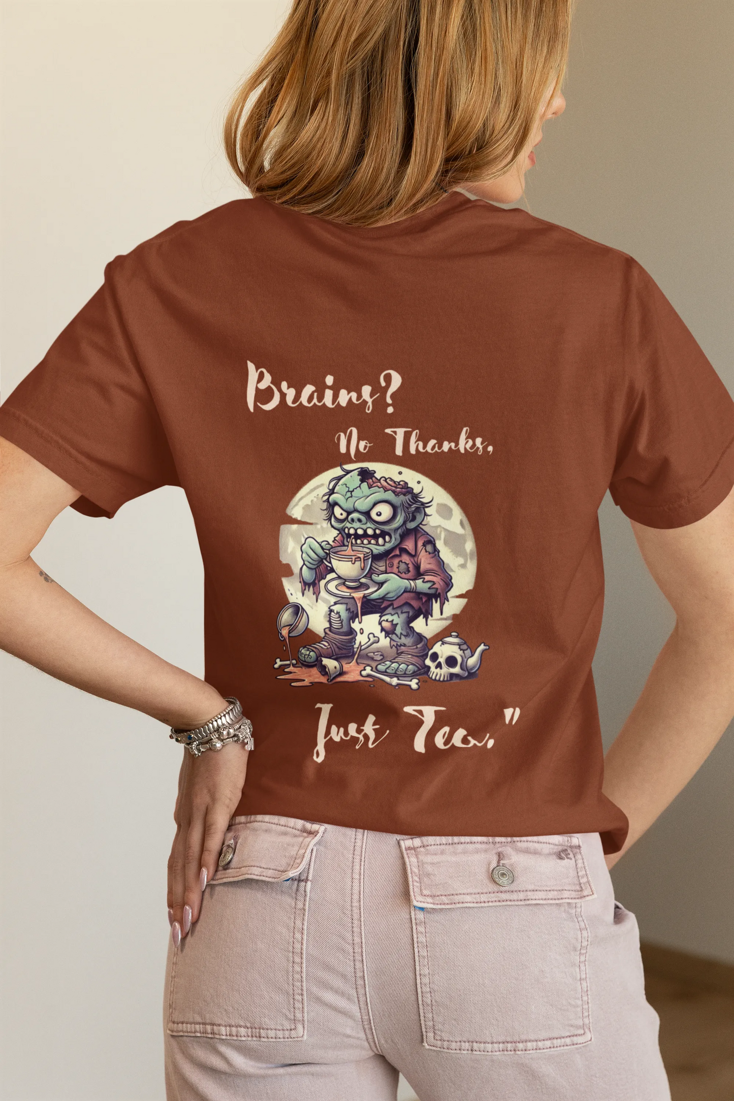 "Brains? No Thanks, Just Tea" | Women’s T-shirt for Tea Lovers
