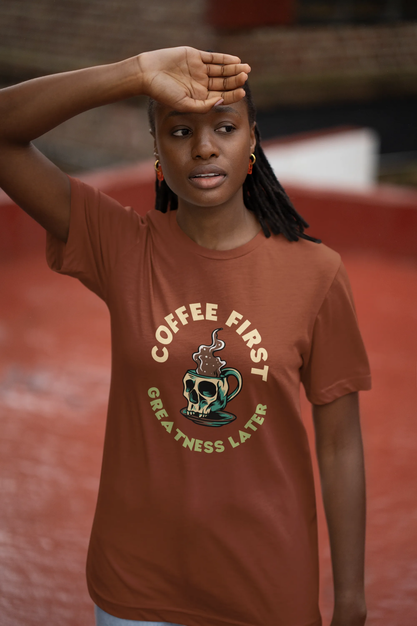 "Coffee First - Greatness Later" | Women’s Coffee Lovers T-shirt