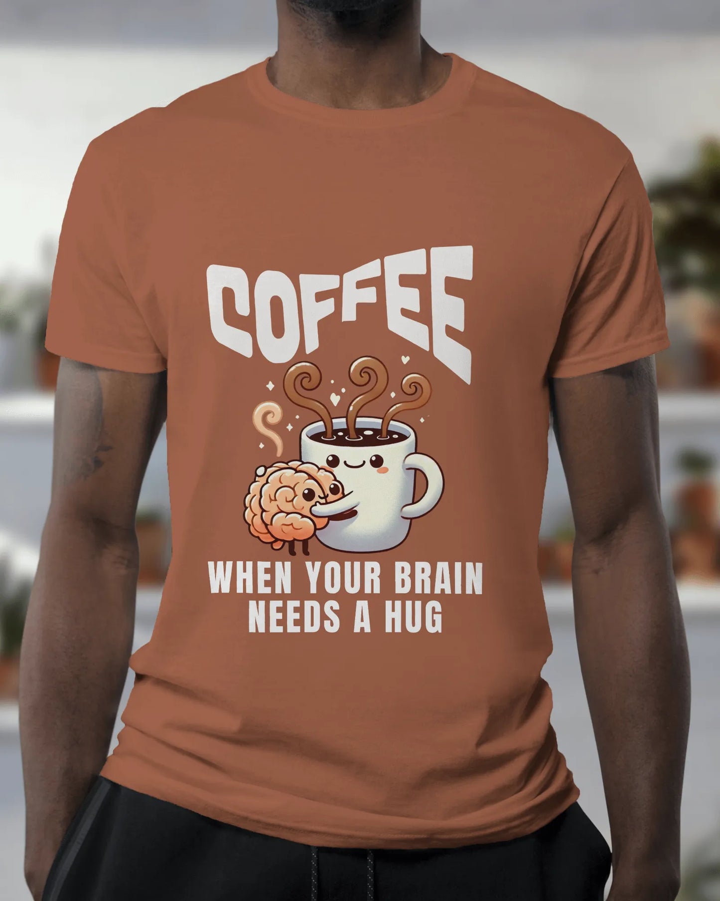 "Coffee - When Your Brain Needs A Hug" | Men’s Coffee Lovers T-shirt