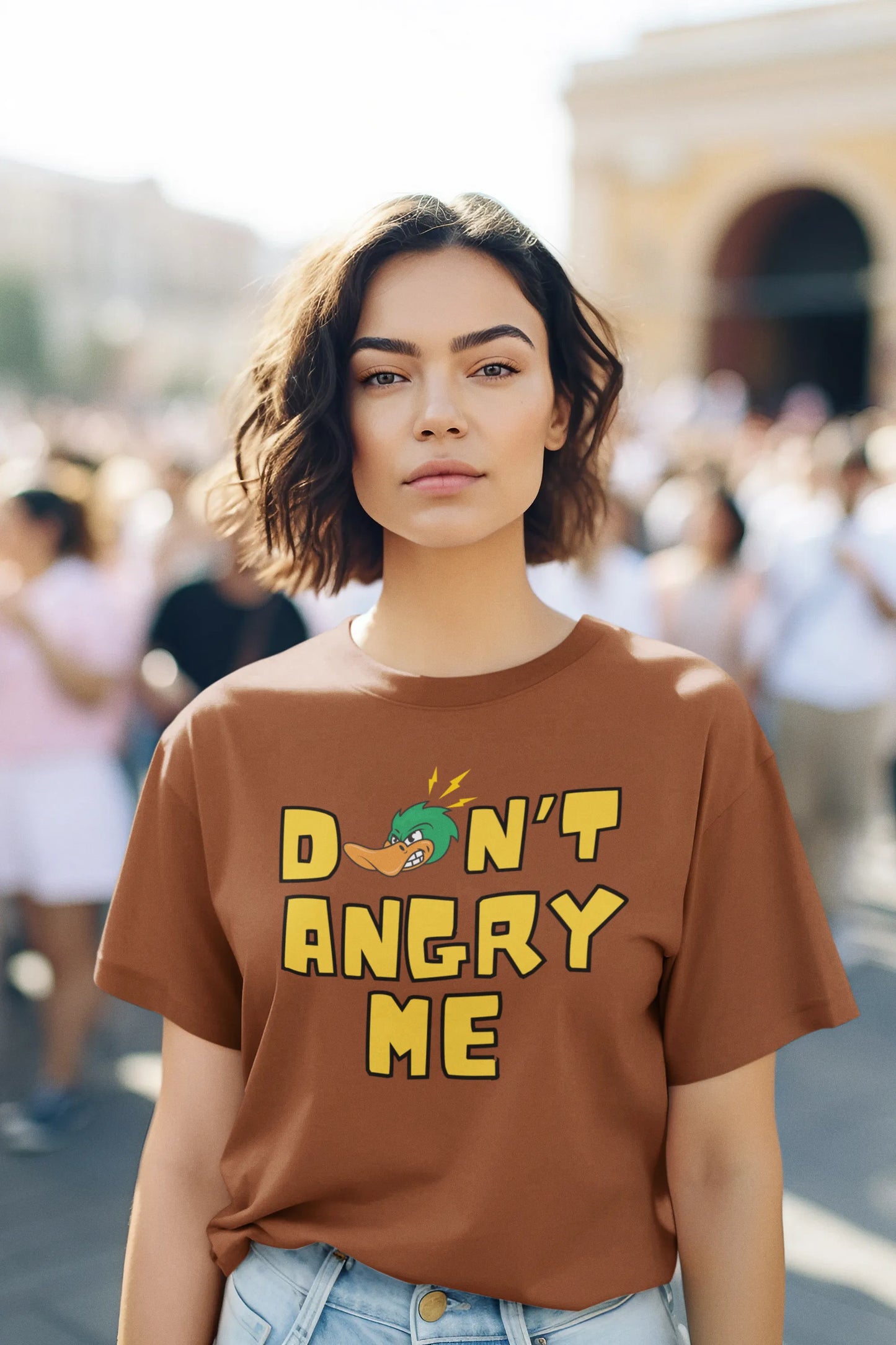 "Don’t Angry Me – Angry Duck Attitude T-Shirt" | Women’s T-shirt for Animal Lovers