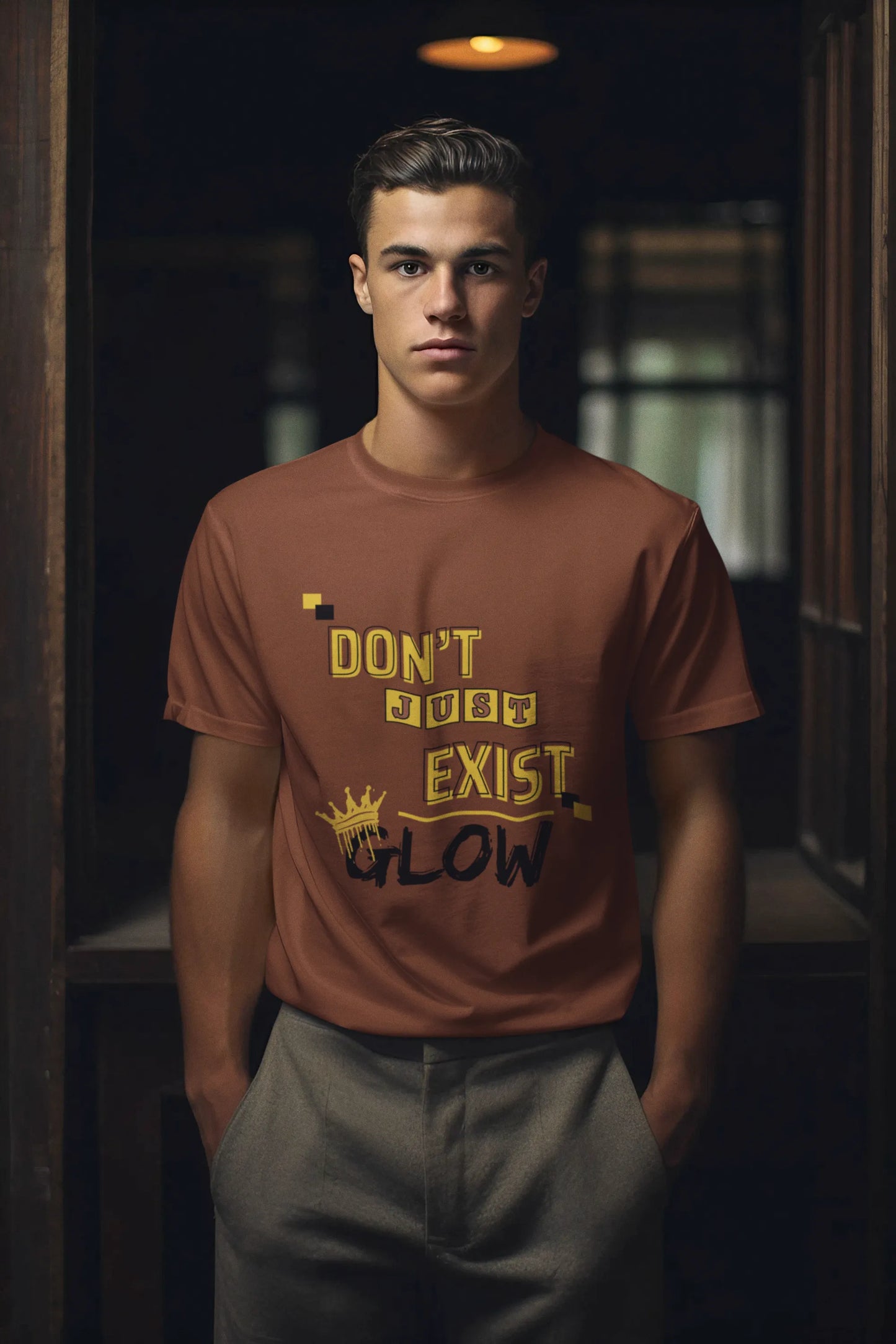 "Don't Just Exist - Glow" | Men’s Motivational T-shirt
