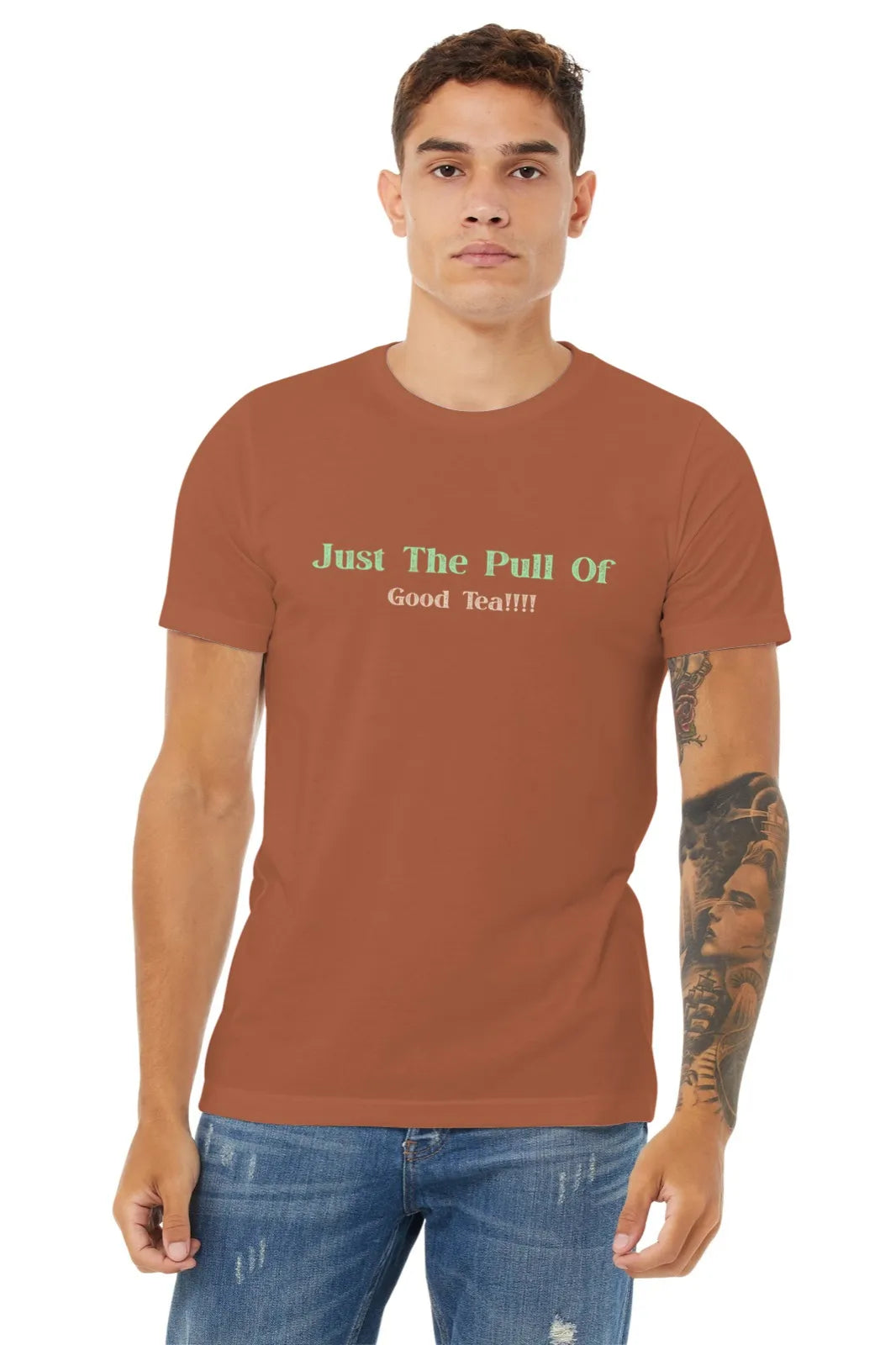 "Gravity? Nah - Just The Pull of Good Tea" | Men’s T-shirt for Tea Lovers