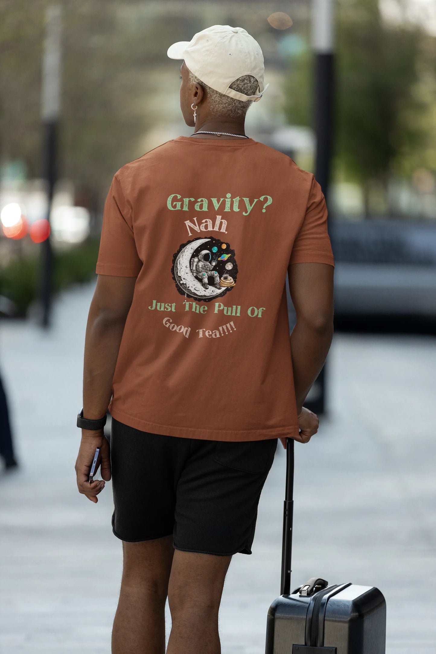 "Gravity? Nah - Just The Pull of Good Tea" | Men’s T-shirt for Tea Lovers