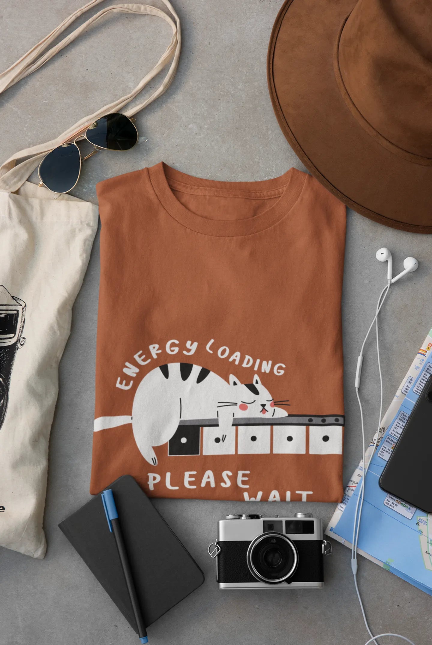 "Low Battery Mode Activated – Cute Lazy Cat Graphic Tee" | Men’s T-shirt for Animal Lovers