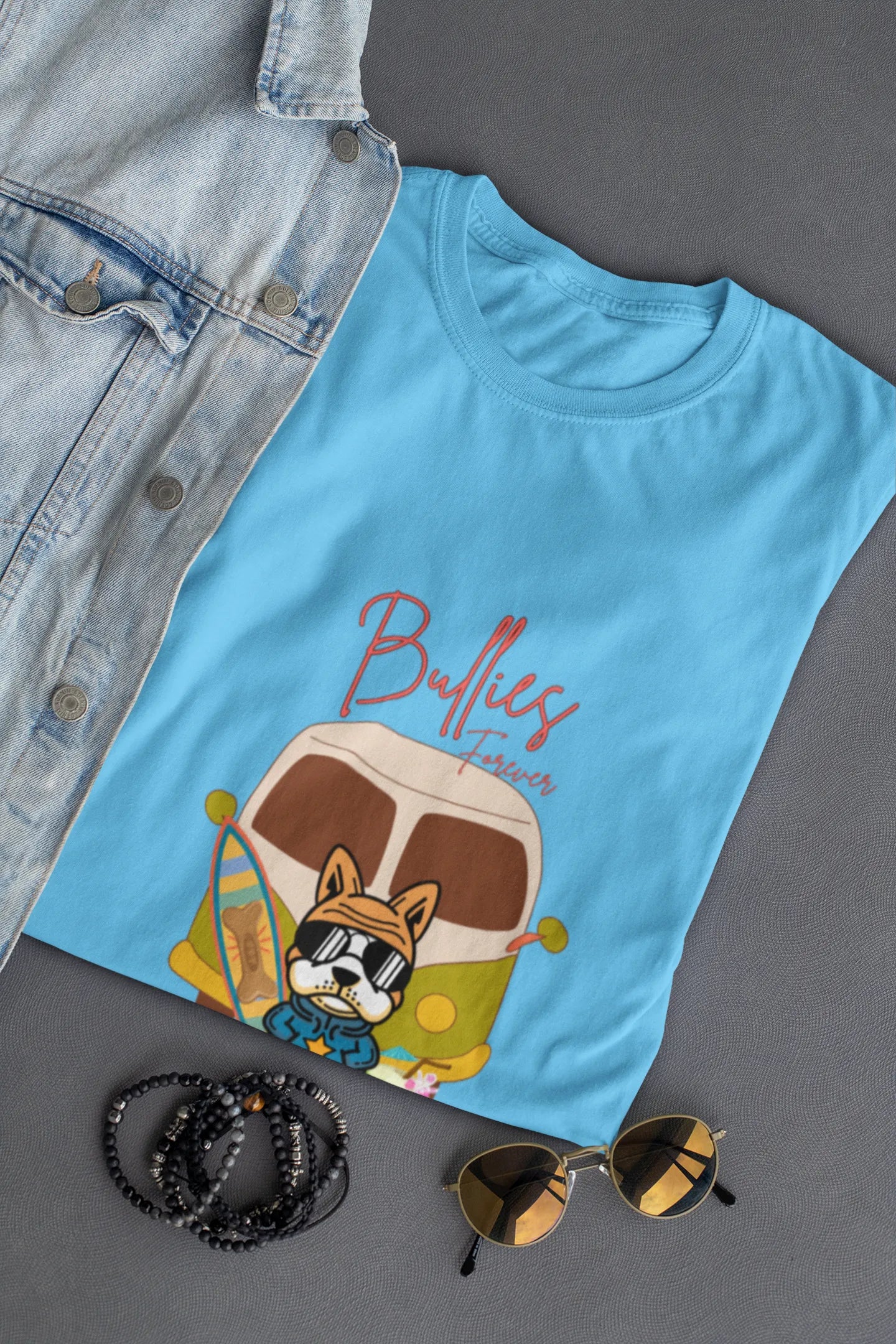 "Bullies Forever Surf Van T-Shirt – Cool French Bulldog Tee " | Women’s T-shirt for Animal Lovers