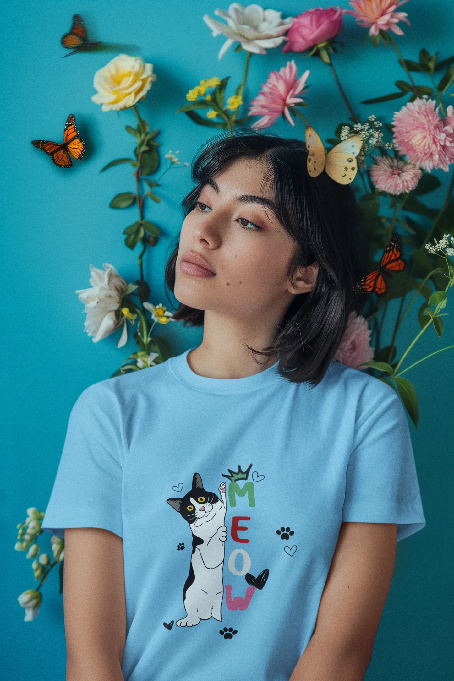 "Cute Cartoon Cat MEOW T-Shirt – Funny Kitty Graphic Tee for Cat Lovers" | Women’s T-shirt for Animal Lovers