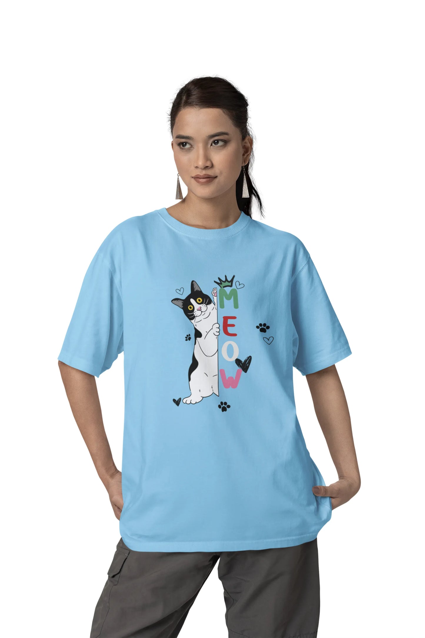 "Cute Cartoon Cat MEOW T-Shirt – Funny Kitty Graphic Tee for Cat Lovers" | Women’s T-shirt for Animal Lovers