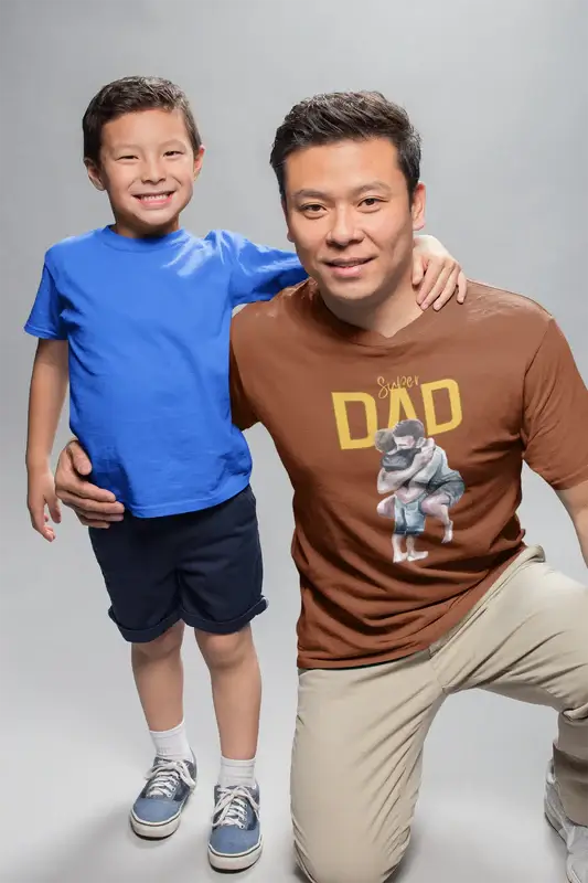“Super Dad Hug” Rust T-Shirt – Tee for Father’s Day & Special Occasions