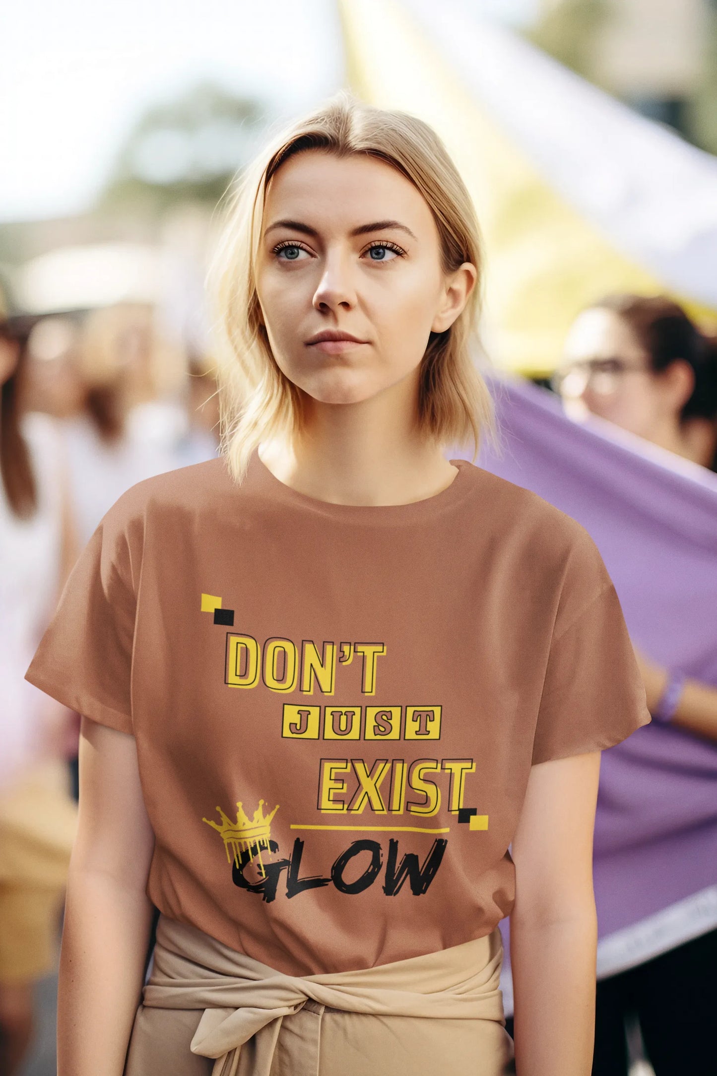 "Don't Just Exist_Glow" | Women’s Motivational T-shirt