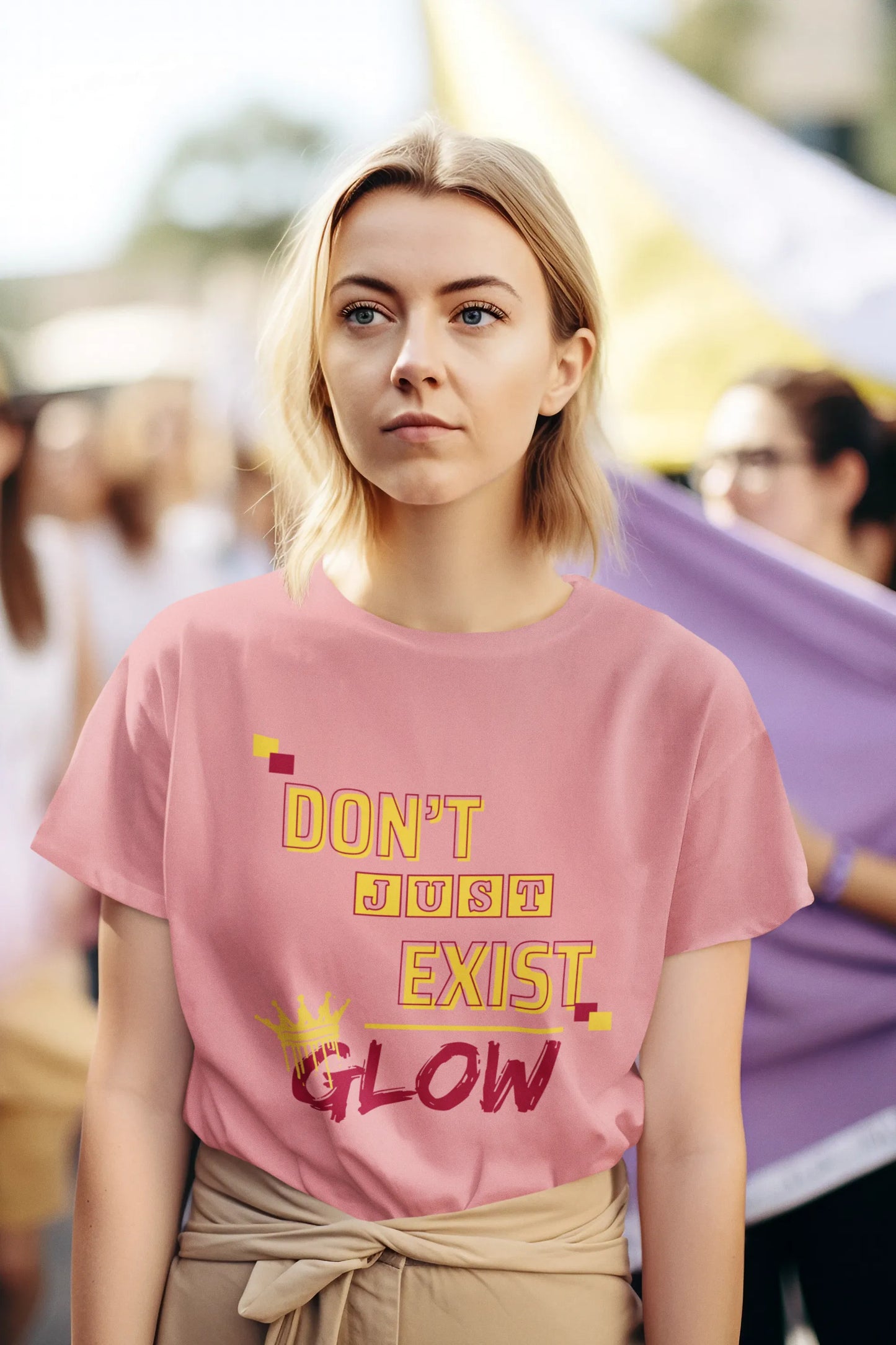 "Don't Just Exist_Glow" | Women’s Motivational T-shirt