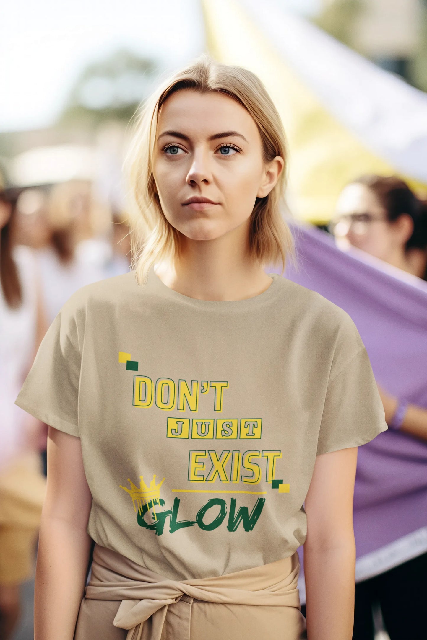 "Don't Just Exist_Glow" | Women’s Motivational T-shirt