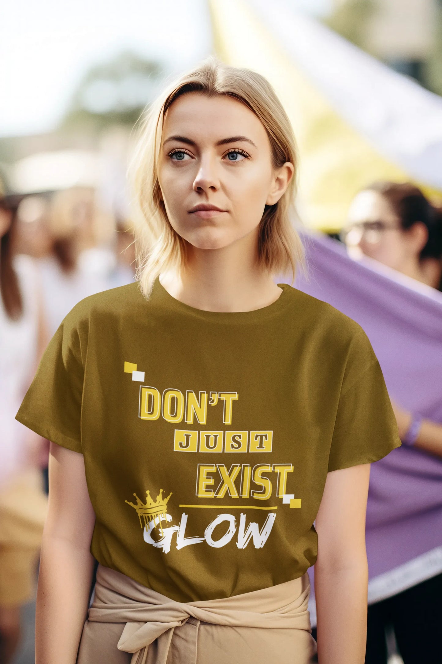 "Don't Just Exist_Glow" | Women’s Motivational T-shirt