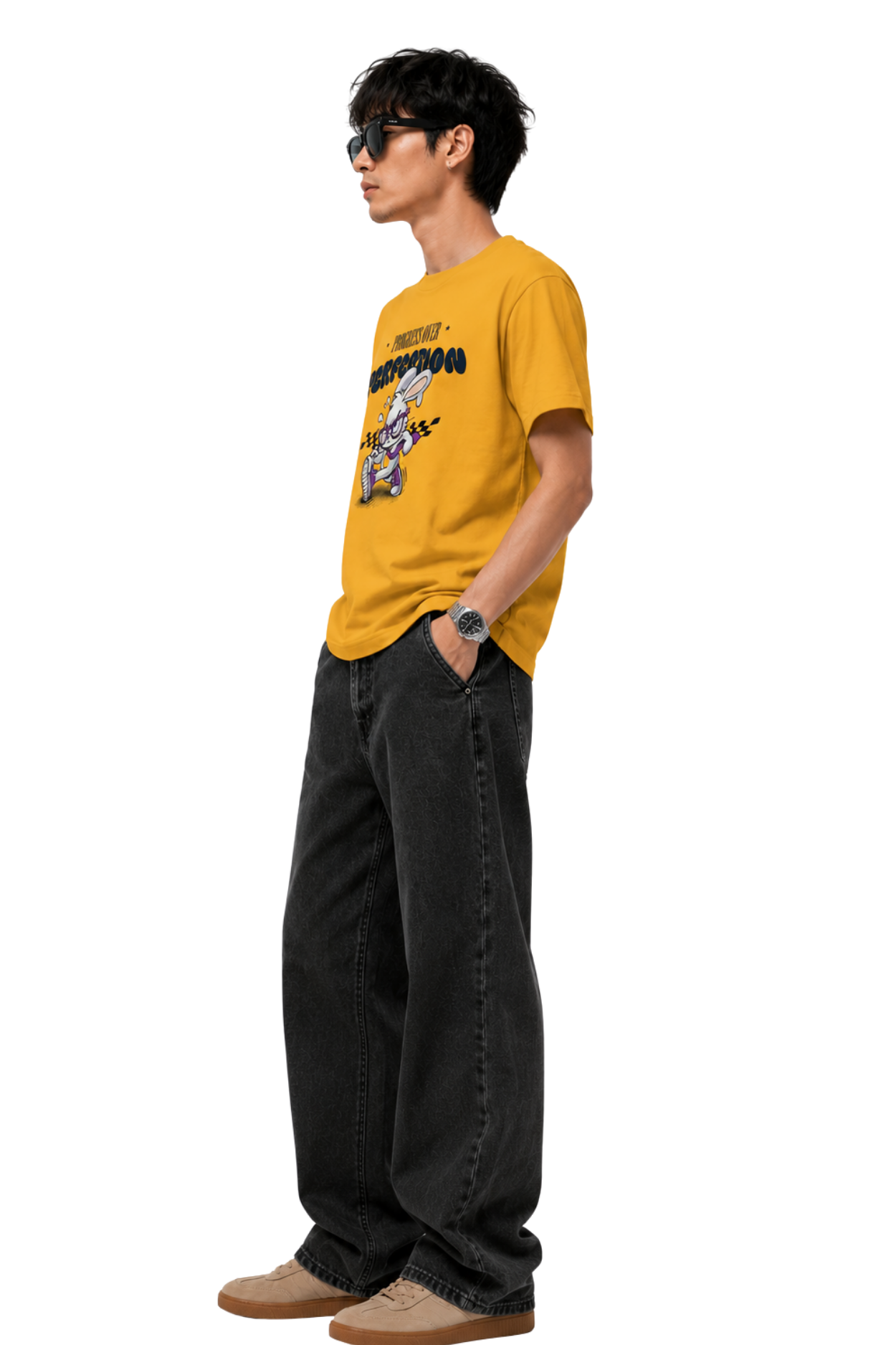 Energy Over Perfection | Men's Mustard T-shirt | Motivational