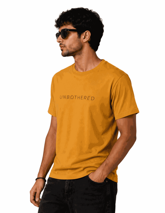 Unbothered | Men's Mustard T-shirt | The Sibling Edit