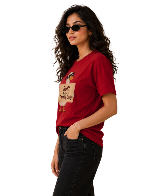 Soft for family only | Women's Red T-shirt | The Sibling Edit