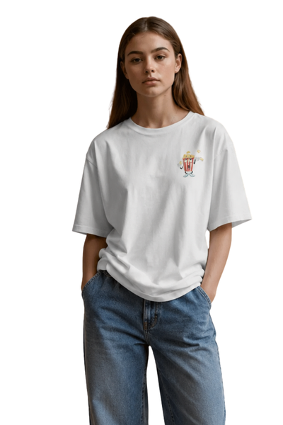 Movie Time | Women's Off-White T-shirt | Cartoon