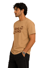 Grind In Silence | Men's Beige T-shirt | Motivational