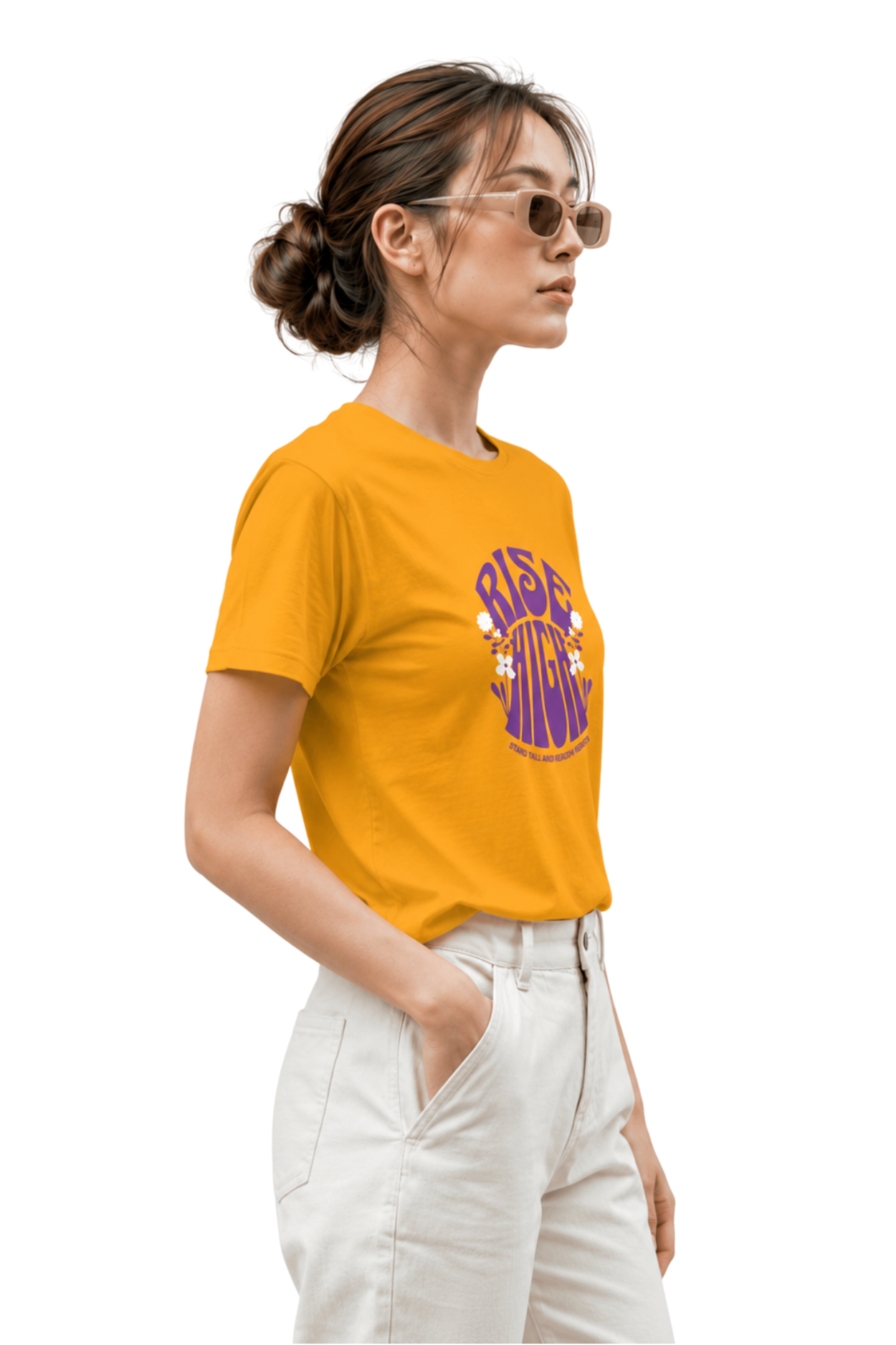 Rise High | Women's Mustard T-shirt | Motivational