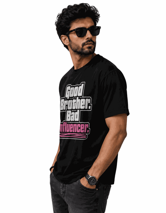 Good Brother Bad Influencer | Men's Black T-shirt | The Sibling Edit