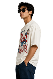 Peace Over Pleasure | Men's Off-White T-shirt | Cartoon