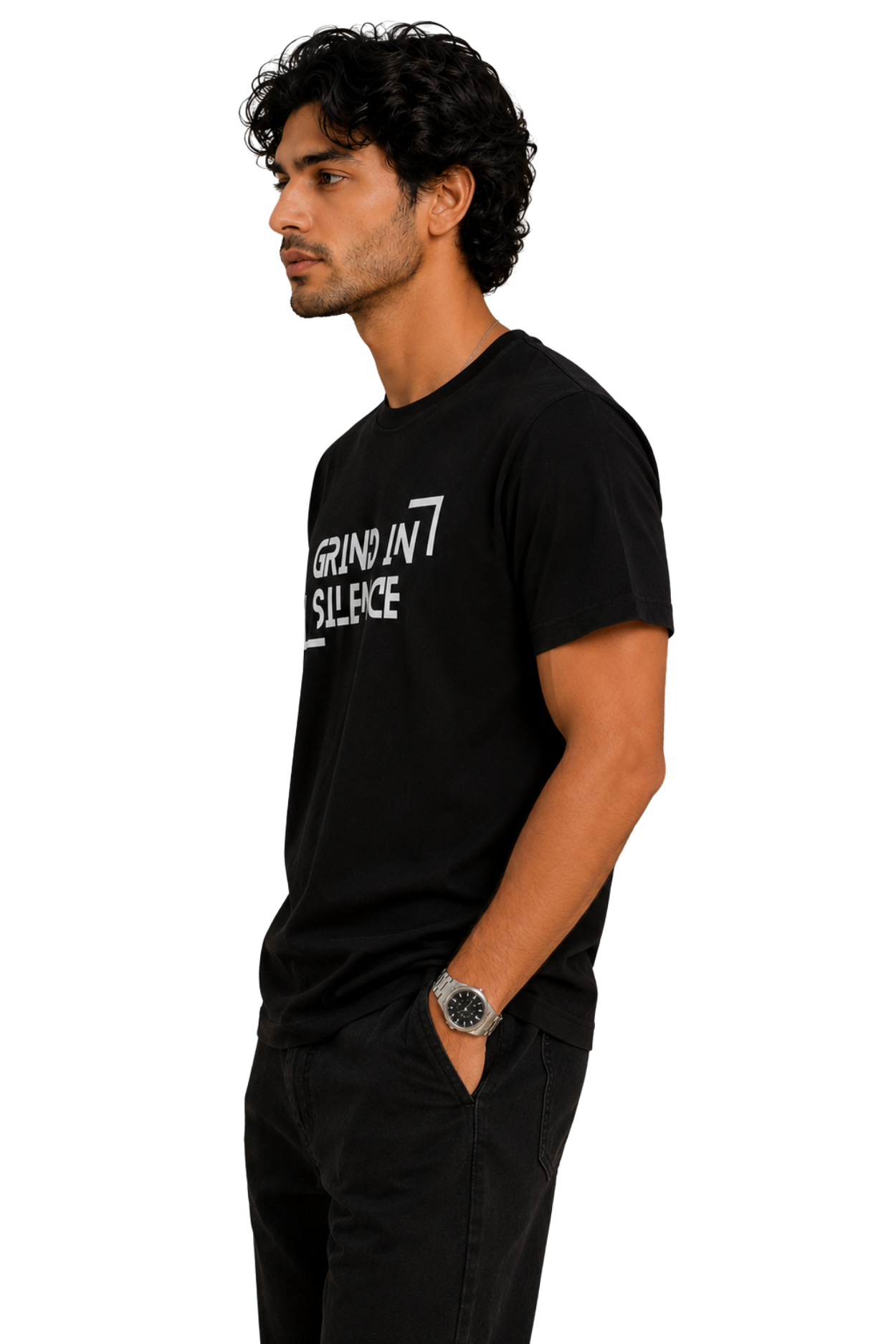Grind In Silence | Men's Black T-shirt | Motivational