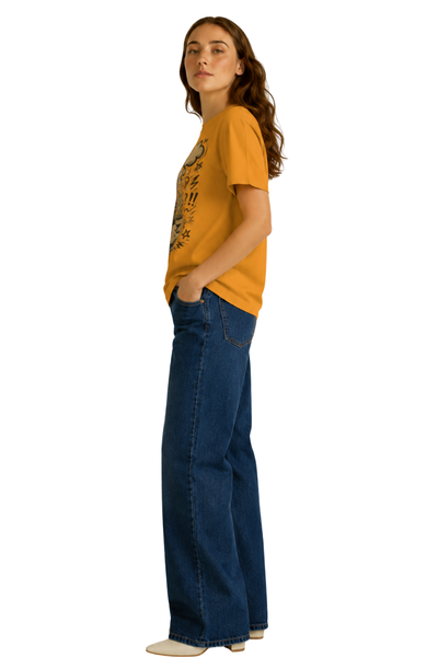 Lazy Bean | Women's Mustard T-shirt | Cartoon