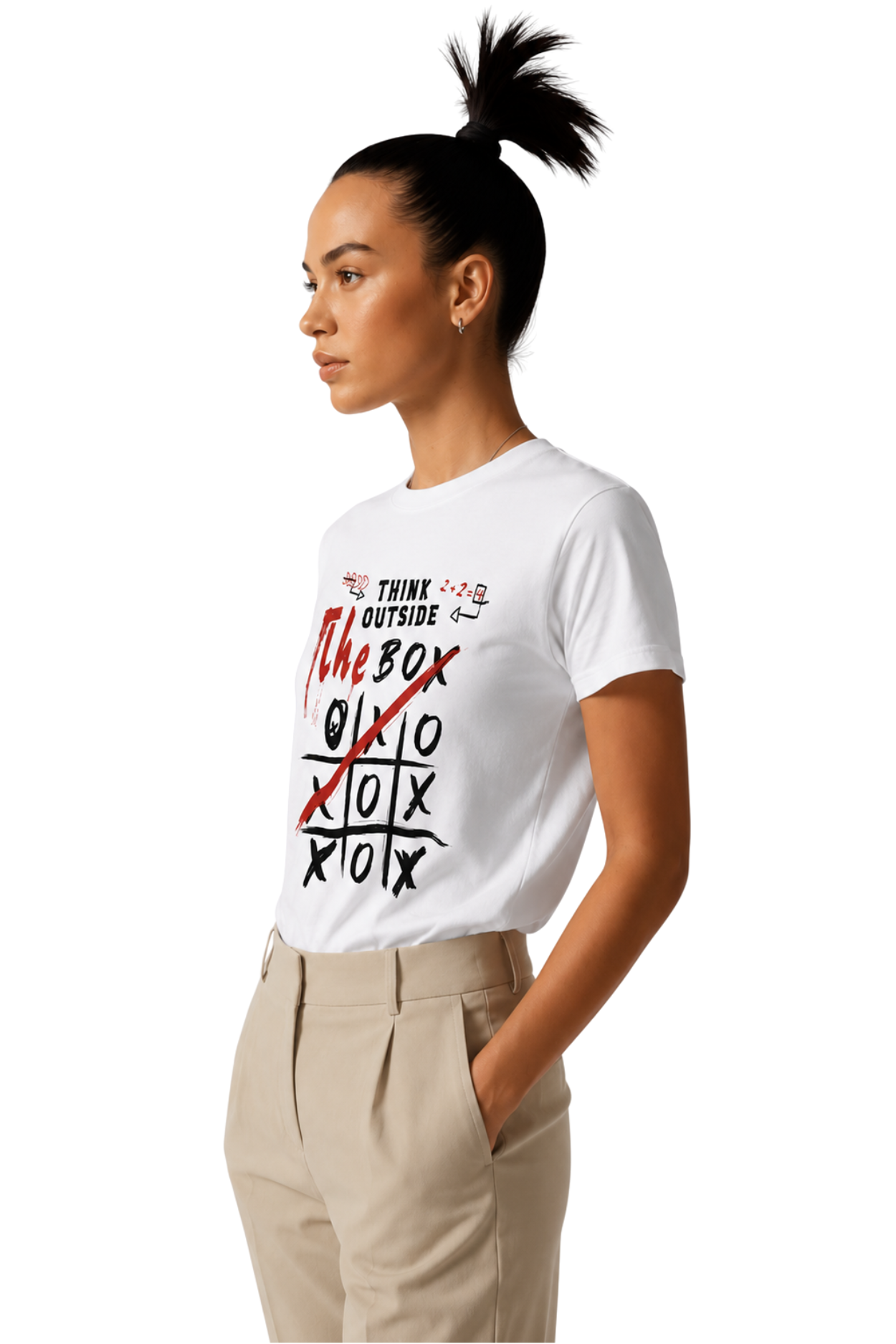 Think Outside | Women's Off-White T-shirt | Motivational