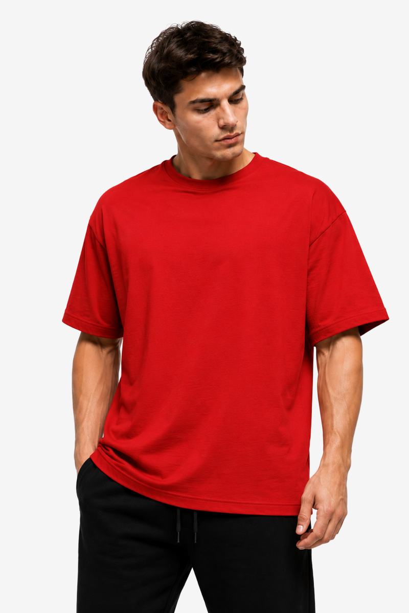 Red T-shirt with black panther dumbbell artwork and Comfort Zone is Dangerous quote