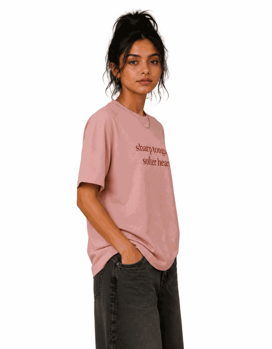Sharp tongue softer heart | Women's Peach T-shirt | The Sibling Edit
