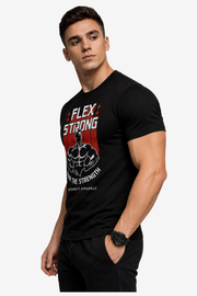 Flex Strong | Men's Black T-shirt | Muscle and Mind