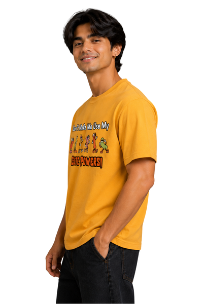 Don't Make Me Use My Cute Powers | Men's Mustard T-shirt | Cartoon