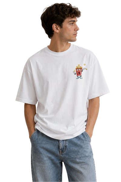 Movie Time | Men's Off-White T-shirt | Cartoon