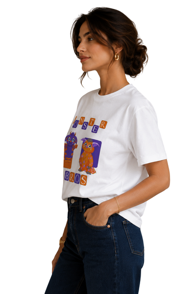 Monster Bros | Women's Off-White T-shirt | Cartoon
