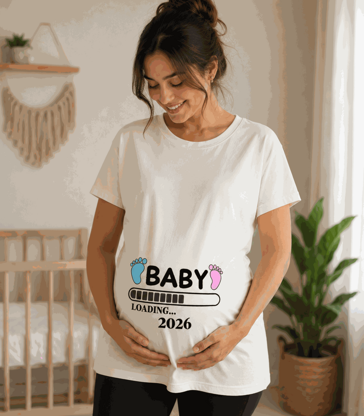 Baby Loading | Women's Off-White T-shirt | Mom To Be