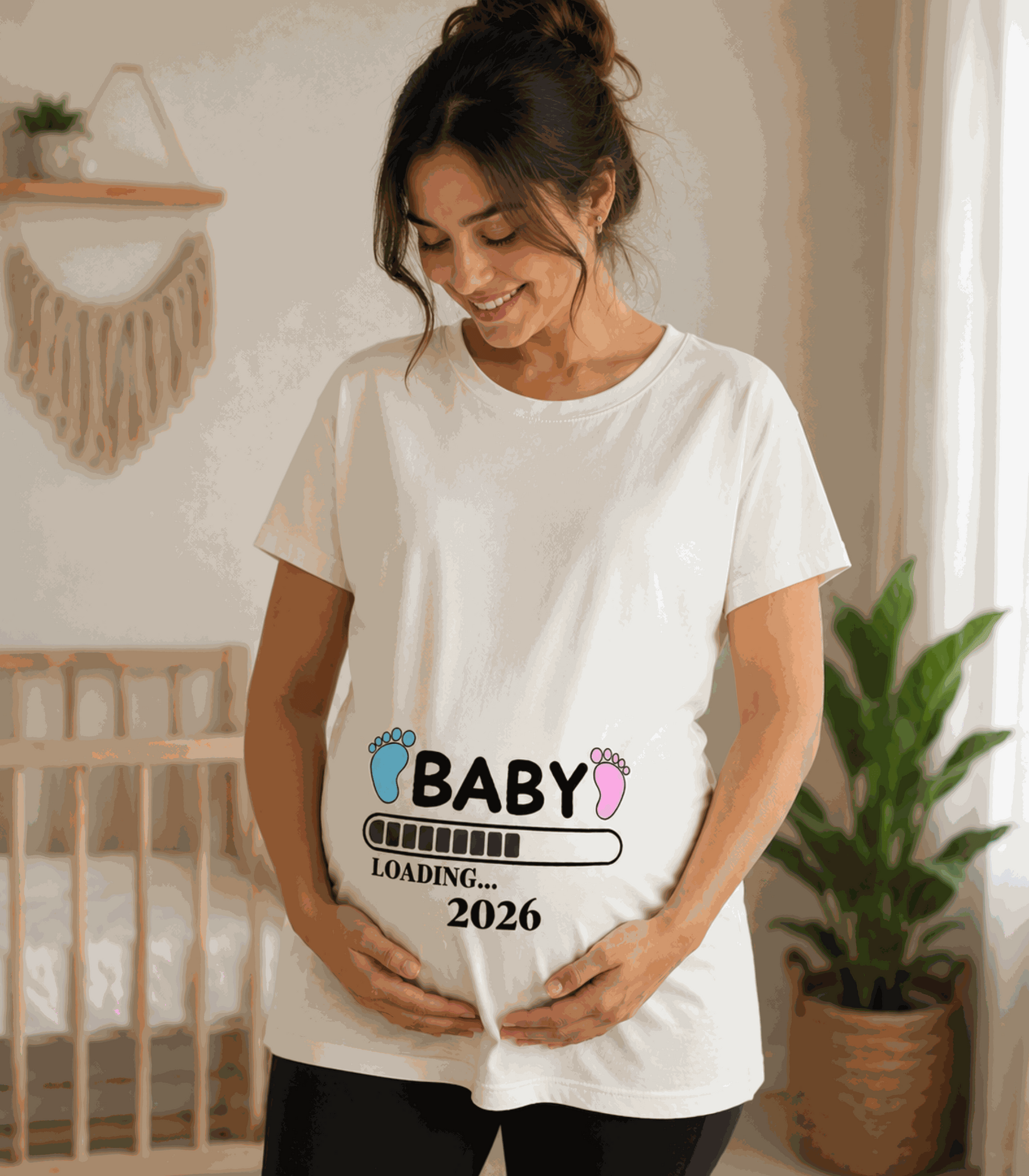 Baby Loading | Women's Off-White T-shirt | Mom To Be