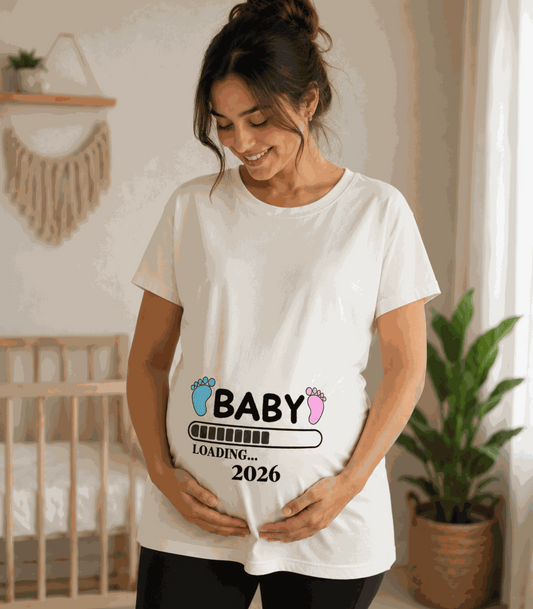 Baby Loading | Women's Off-White T-shirt | Mom To Be