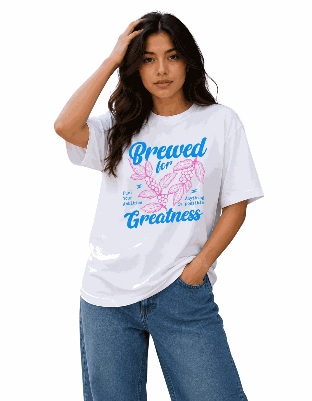Brewed Greatness | Women's Off-White T-shirt | Coffee