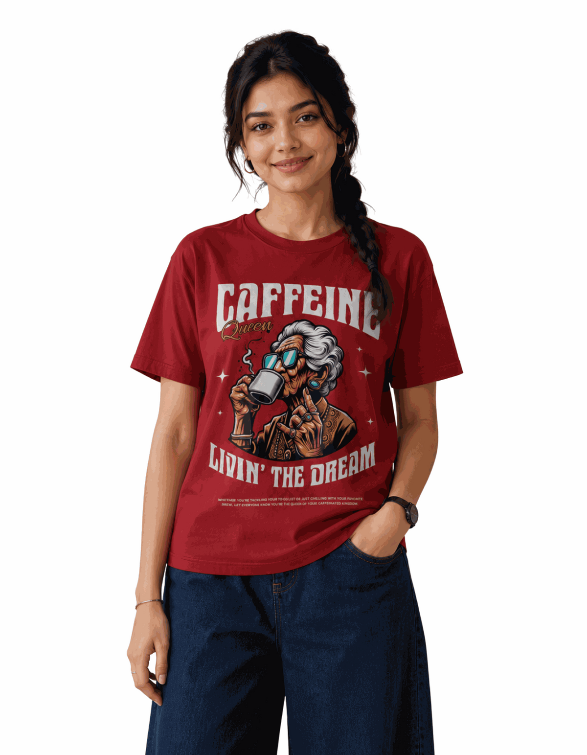 Caffeine Livin Dream | Women's Red T-shirt | Coffee
