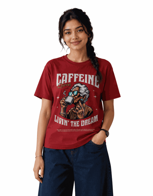 Caffeine Livin Dream | Women's Red T-shirt | Coffee