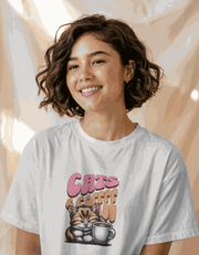 Cats & Coffee | Women's Off-White T-shirt | Coffee