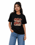 Coffee First | Women's Black T-shirt | Coffee