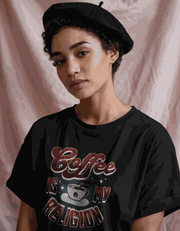Coffee Is My Religion | Women's Black T-shirt | Coffee