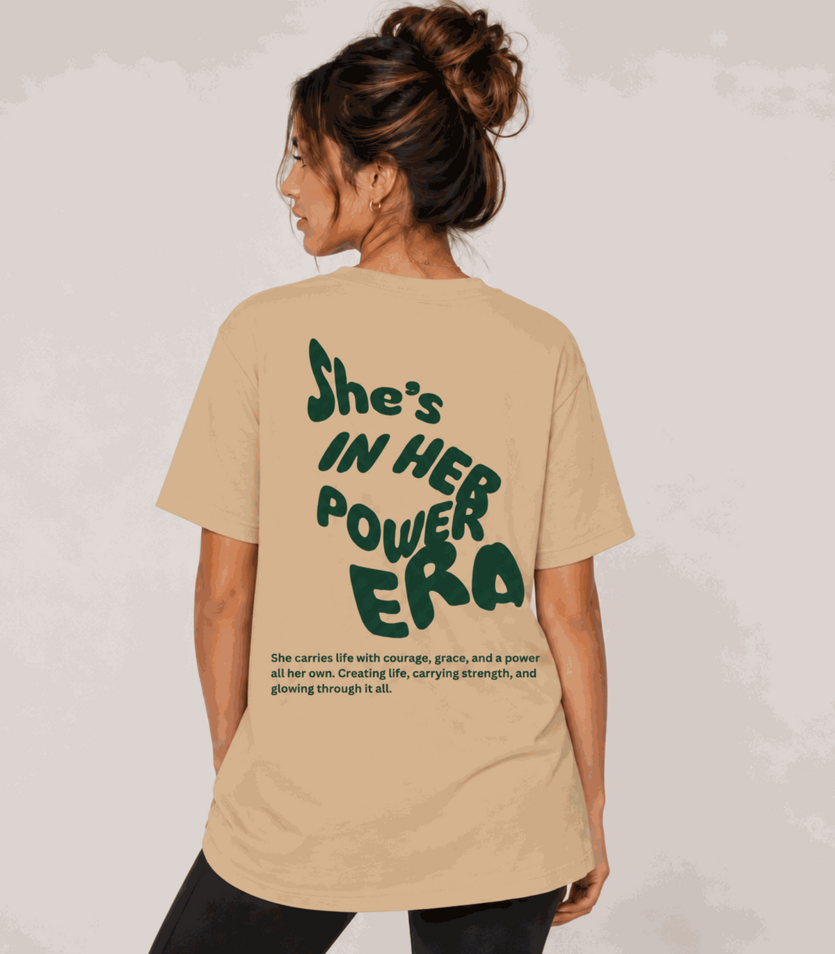 Her Power Era | Women's Beige T-shirt | Mom To Be