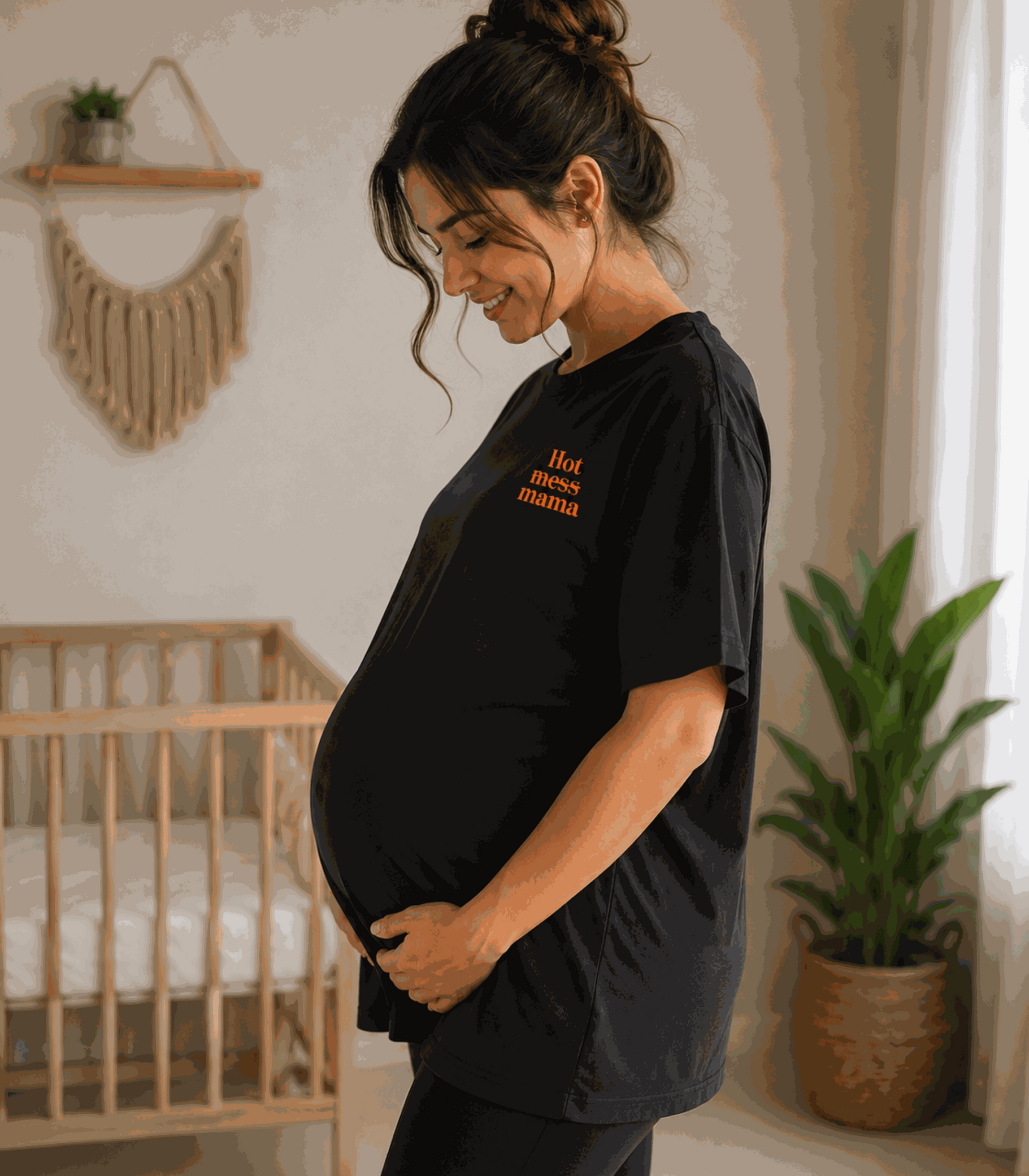 Hot Mama | Women's Black T-shirt | Mom To Be