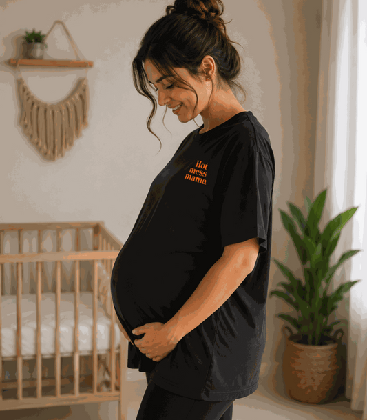 Hot Mama | Women's Black T-shirt | Mom To Be