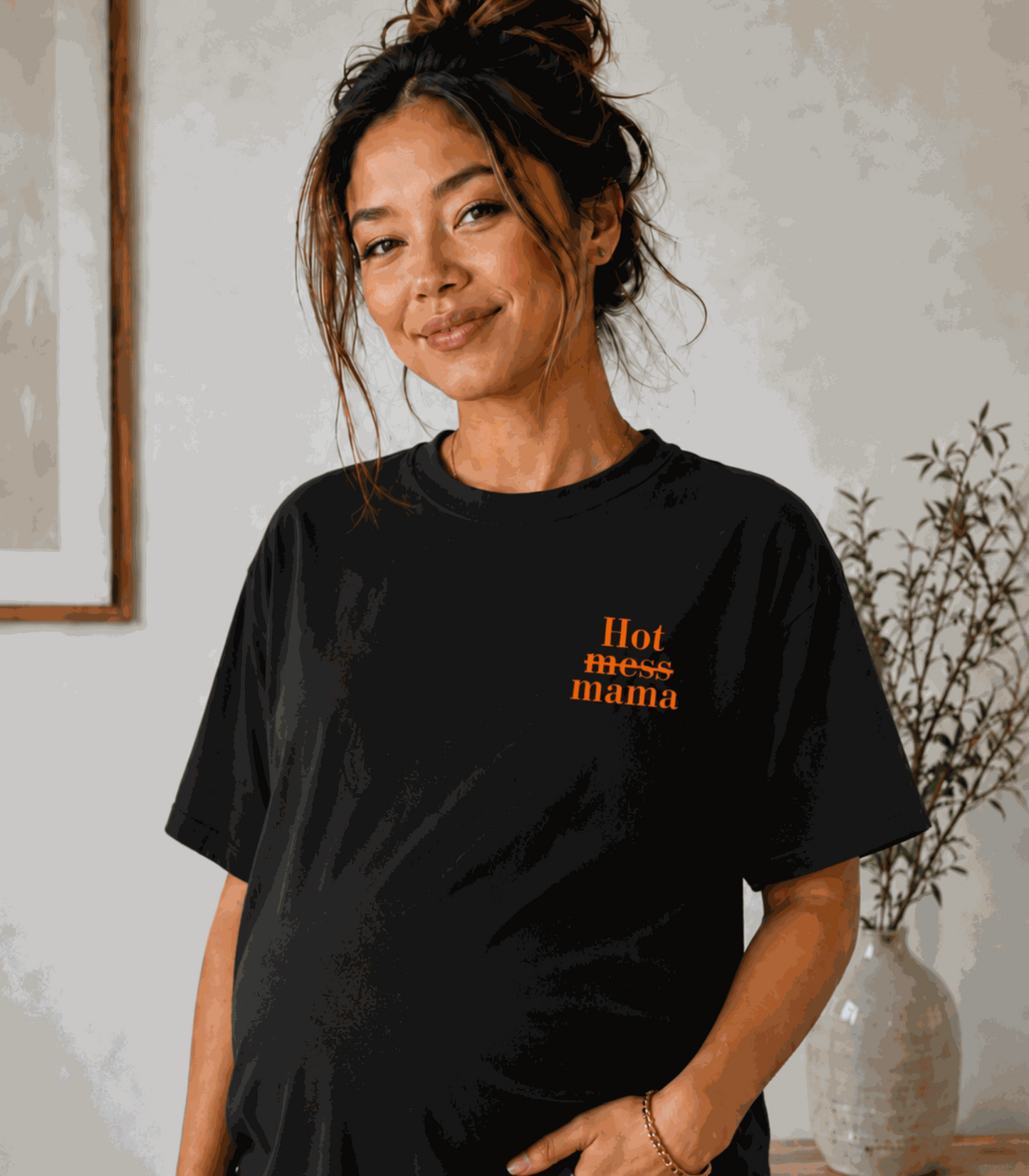 Hot Mama | Women's Black T-shirt | Mom To Be