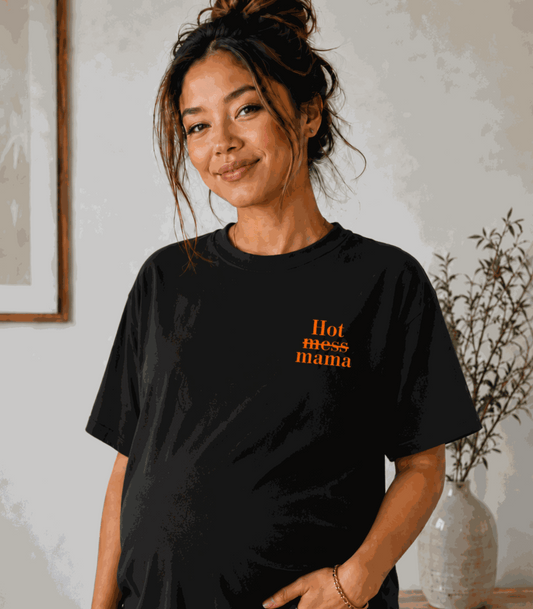 Hot Mama | Women's Black T-shirt | Mom To Be
